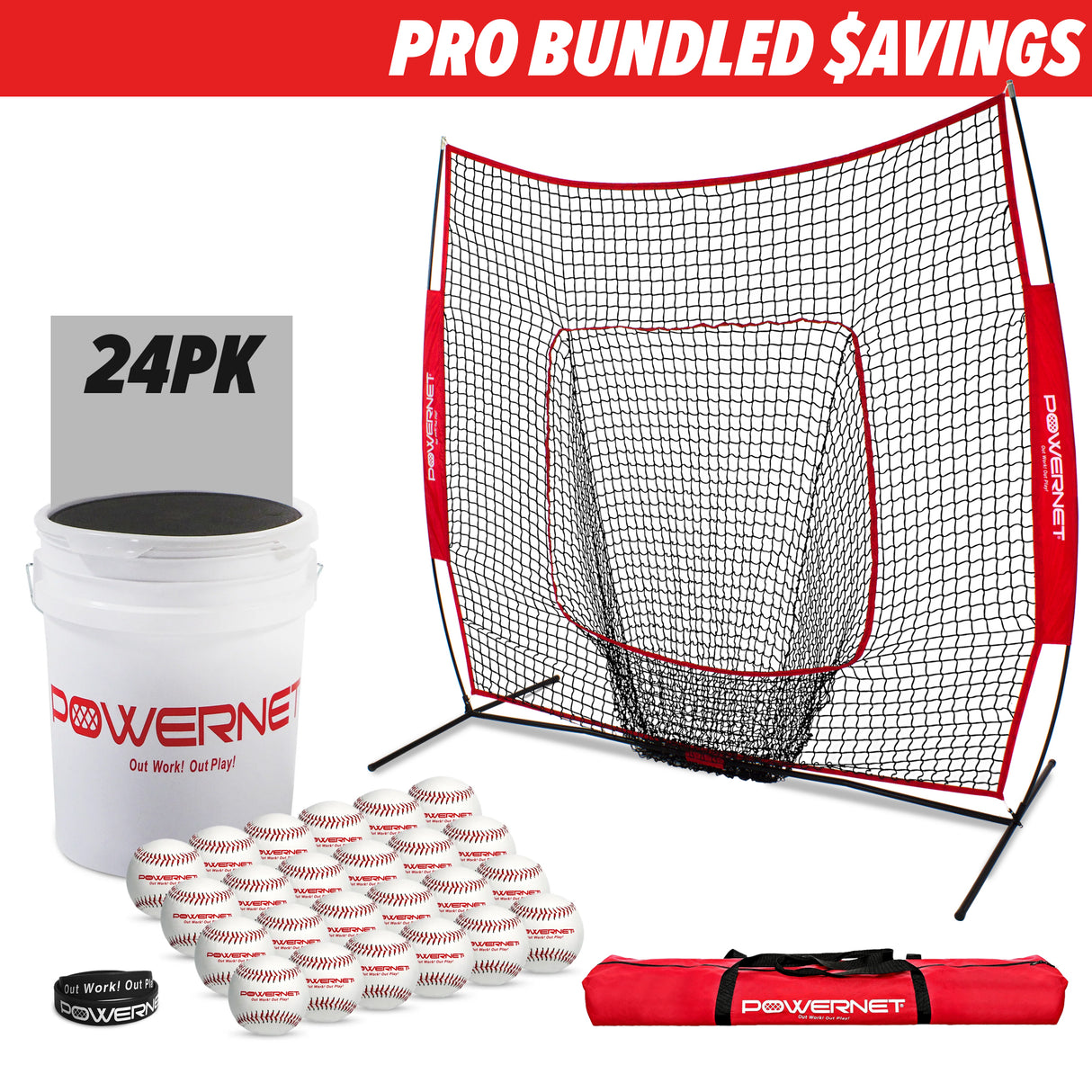 Pro Training Soft Toss Bundle | 7x7 Net, Practice Balls