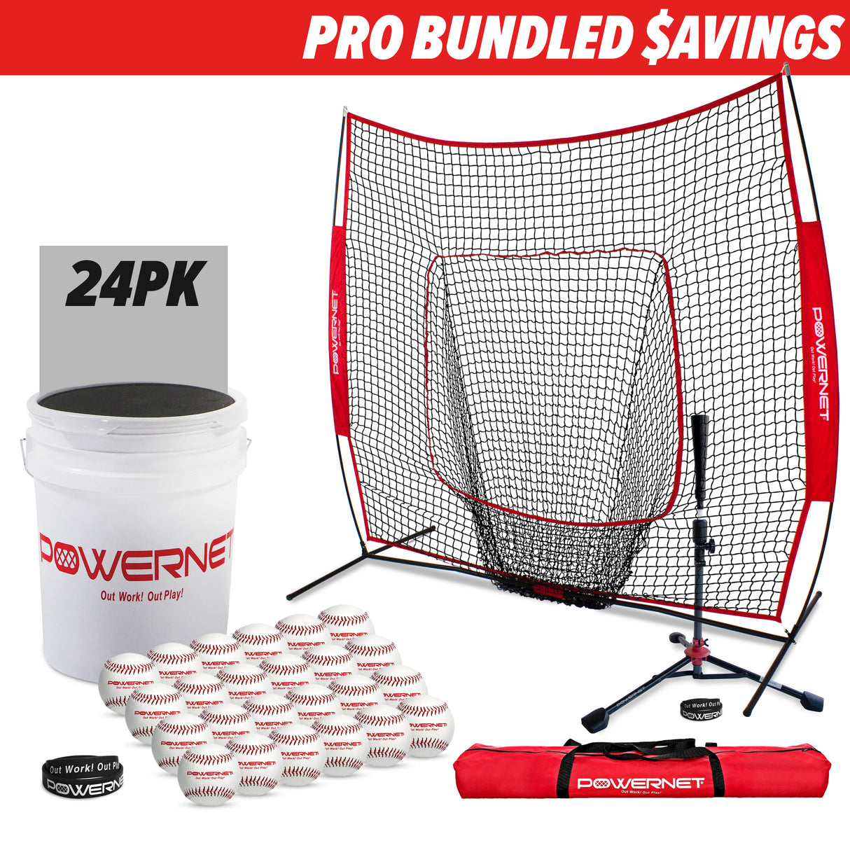 Pro Training Soft Toss Bundle | 7x7 Net, Practice Balls, Tripod Tee