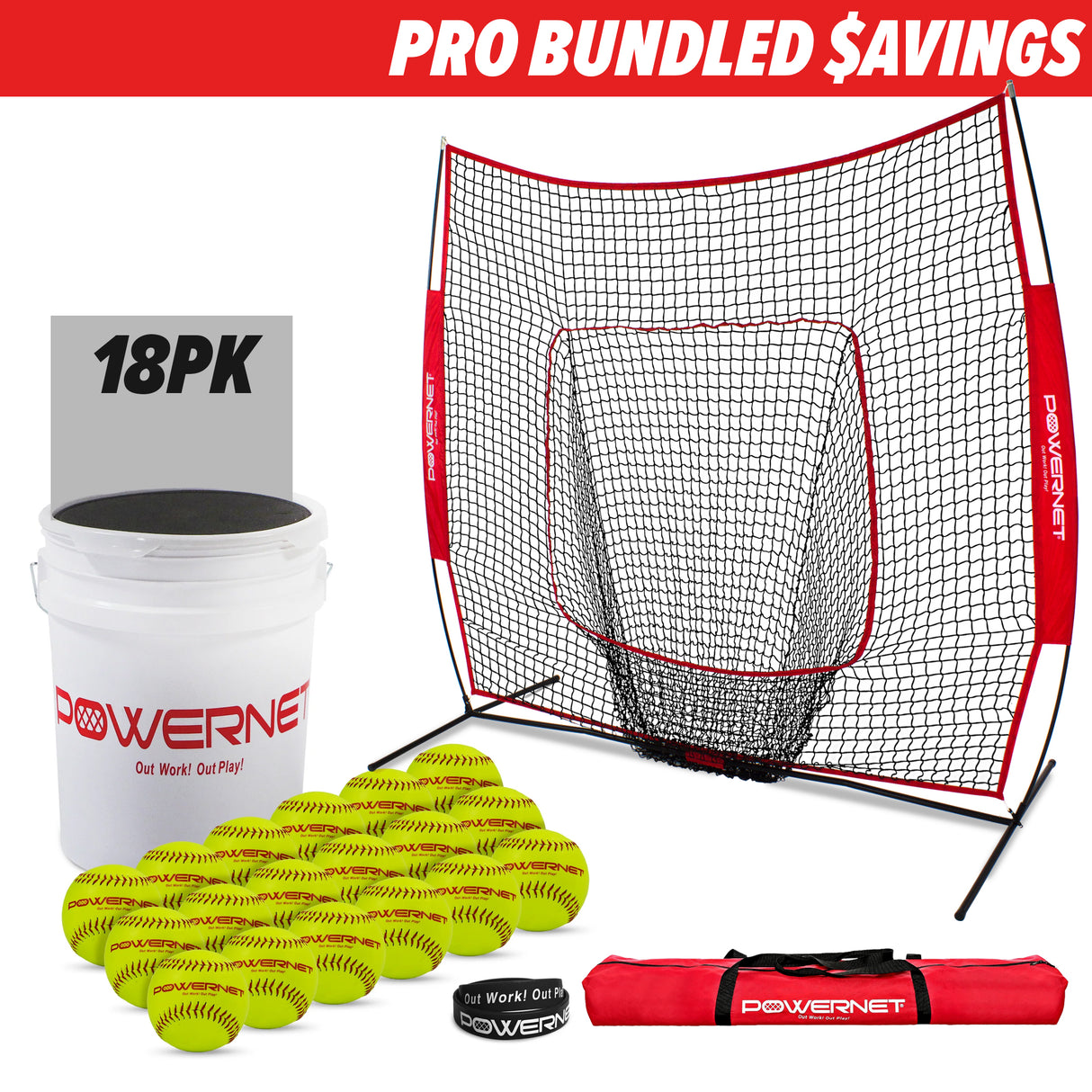 Pro Training Soft Toss Bundle | 7x7 Net, Practice Balls