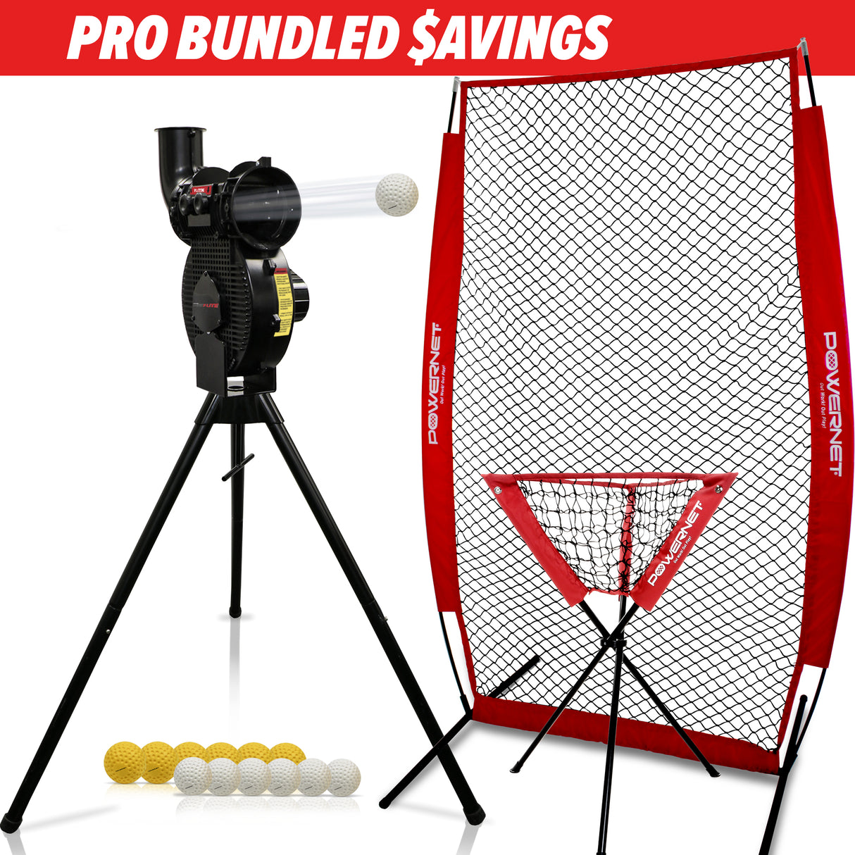 PRO BUNDLE | Launch F-Lite Pitching Machine Kit B TrainingNets by PowerNet