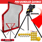 Pro Training Bundle | Breaking Ball Pitching Machine, Z-Screen, Ball Caddy & F-Lite Balls PowerNet by TrainingNets Softball