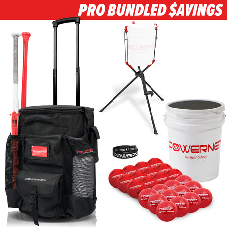 PRO BUNDLE | Wheeled Bucket Organizer Bundles TrainingNets by PowerNet Crushers + 2.8" Weighted Balls