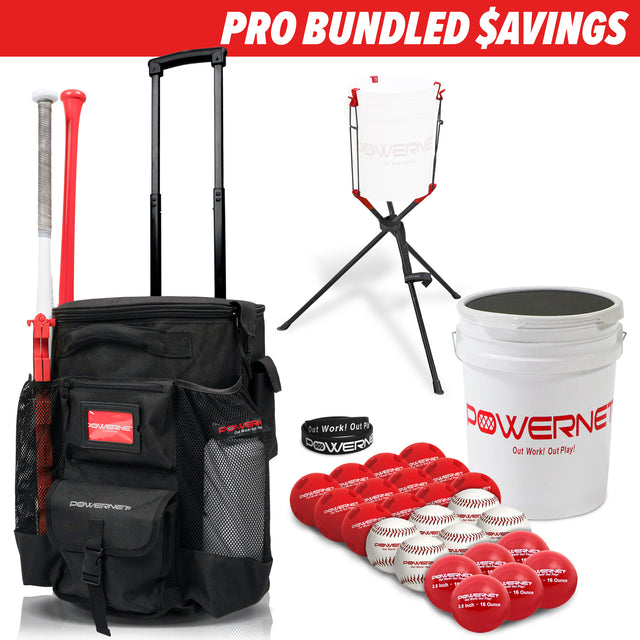 PRO BUNDLE | Wheeled Bucket Organizer Bundles (Baseballs + Crushers + 2.8" Heavies) TrainingNets by PowerNet