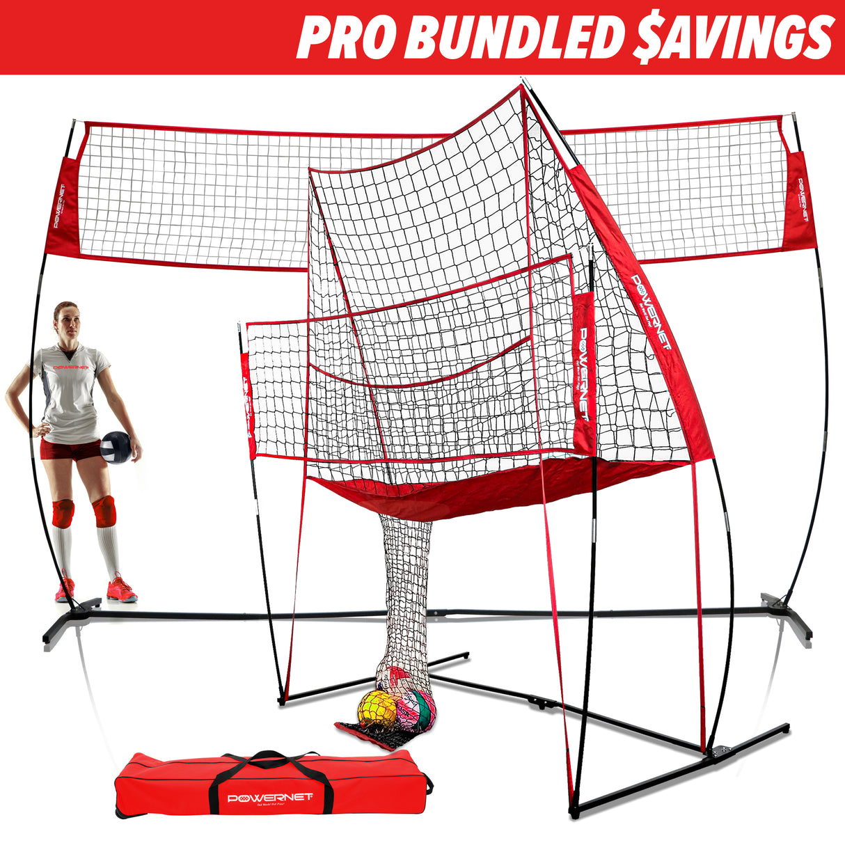PRO Training Bundle | Volleyball Warm-up Net and Training Station TrainingNets by PowerNet