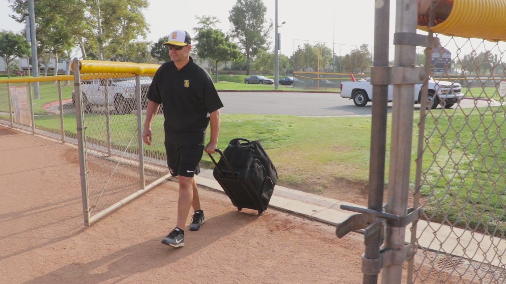Rolling Baseball Coach Bag Caddy | Holds Two Gallon Bucket Balls