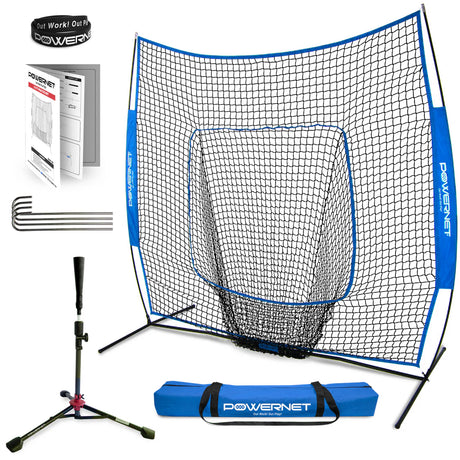 The Original 7x7 FT Training Net & Tee Combo sports PowerNet Royal Blue