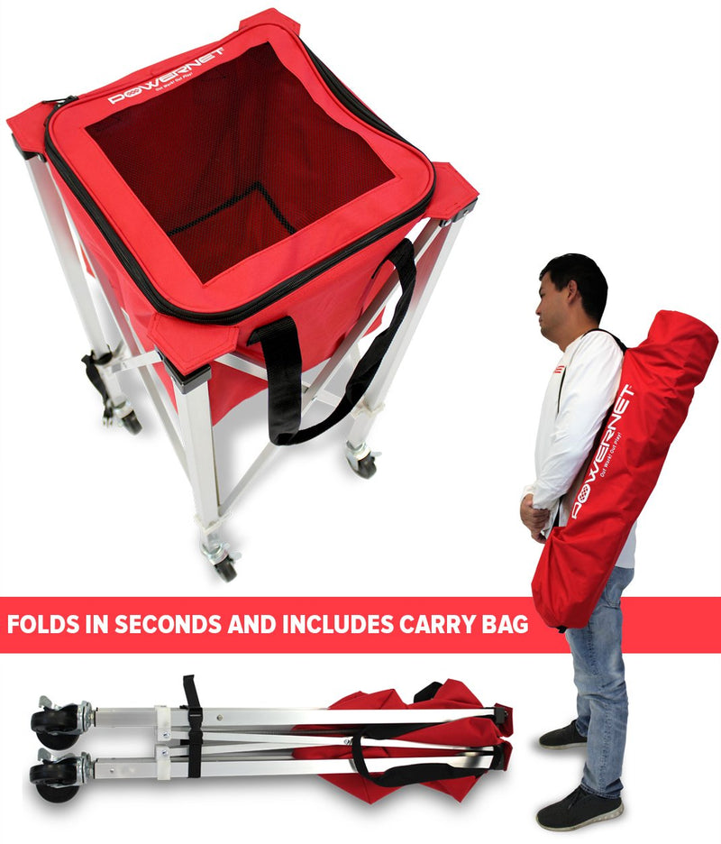 Wheeled Ball Caddy Cart for Baseball Softball and Tennis