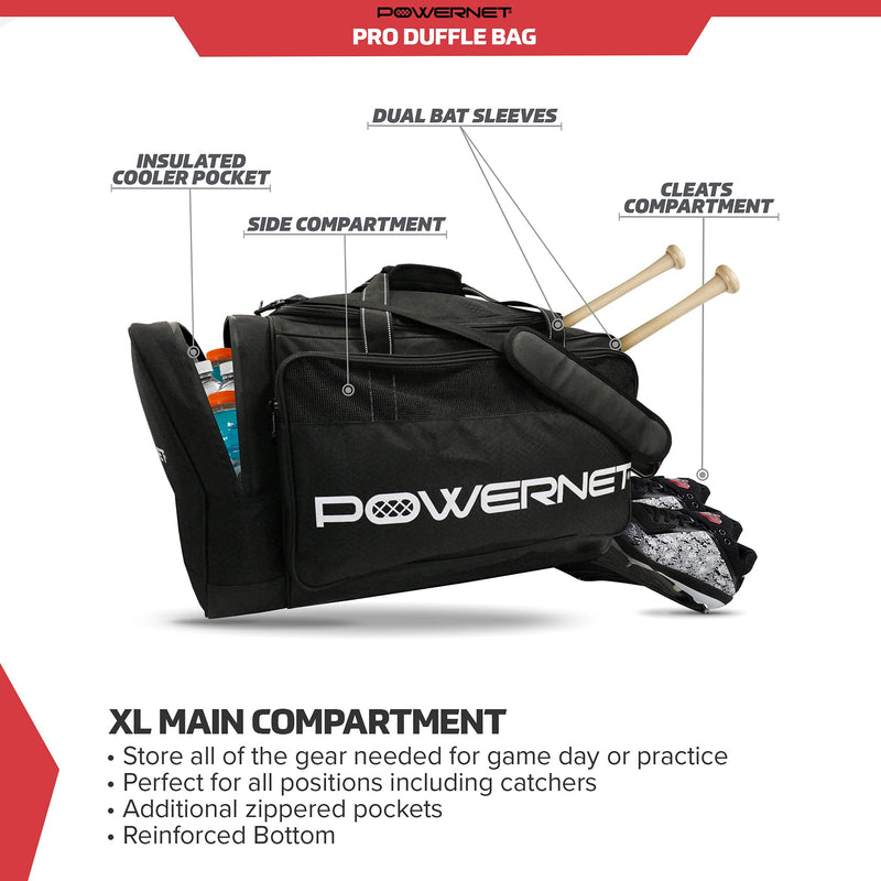 Pro Duffle Bag | Baseball Softball Equipment Gear Dual Bat Carrier