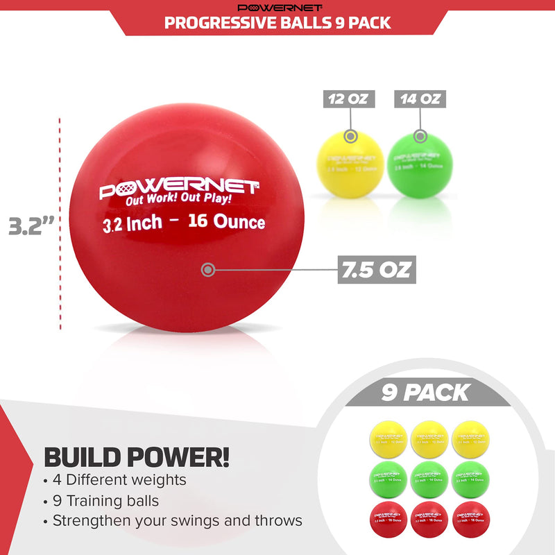 Sweet Spot Training Bat + Softball 3.2" Progressive Weighted Ball 9 LITE Pack Bundle