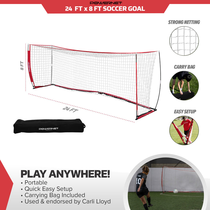 Soccer Goal 24x8 Regulation Size With Wheeled Carrying Bag