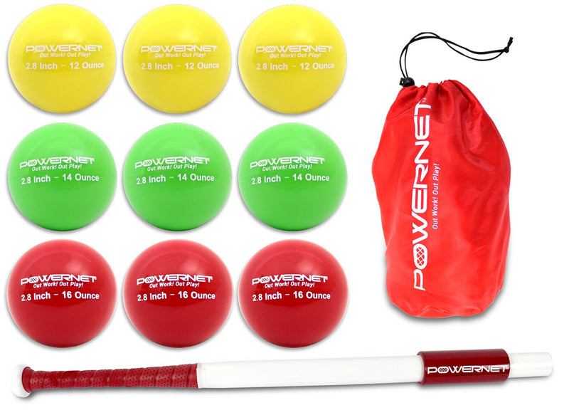 Sweet Spot Training Bat + 2.8" Progressive Weighted Ball 9 LITE Pack Bundle