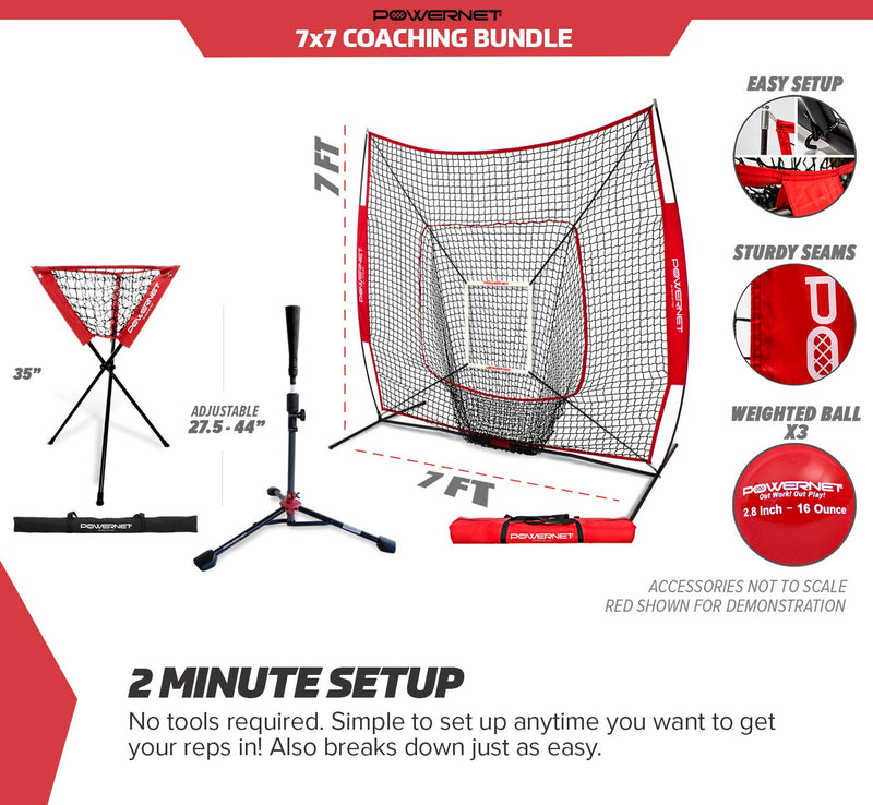 7x7 Practice Net and Tee Total Bundle