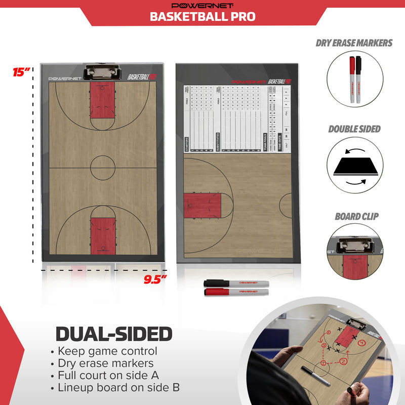 Basketball Coaching Clipboard | Double Sided with Fence Clip