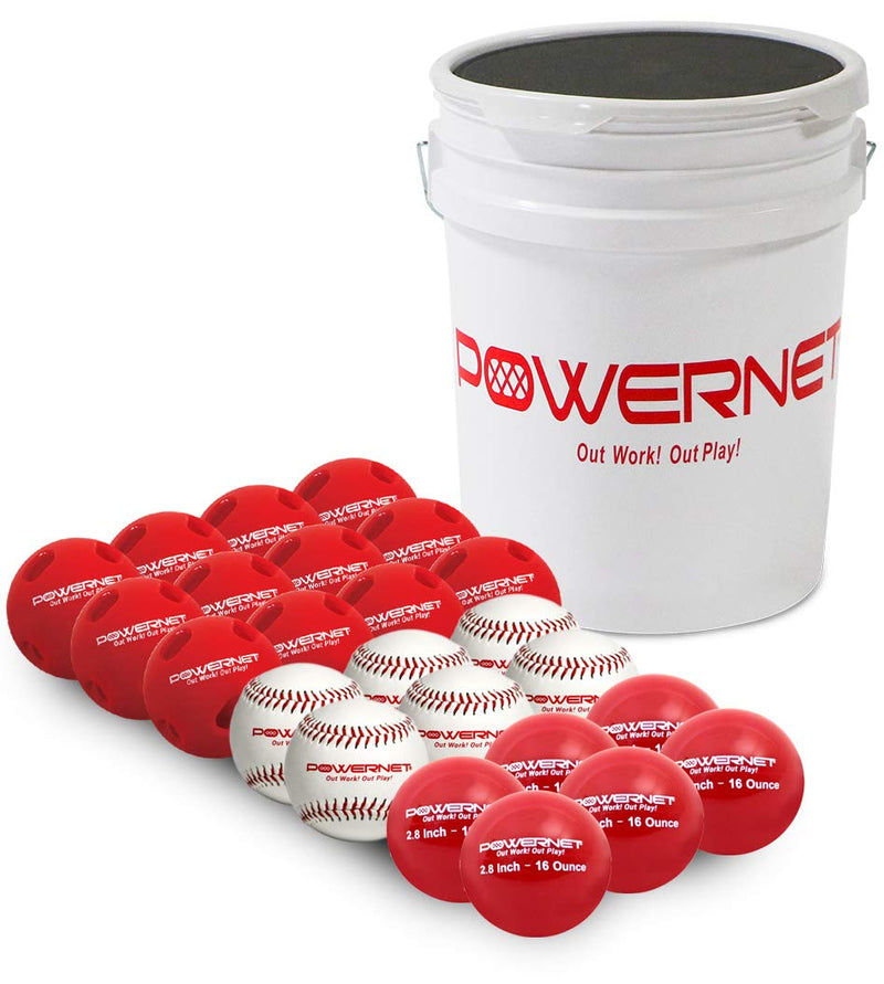 Bucket and Training Balls Bundle | Baseballs +2.8" Weighted Balls + Crushers
