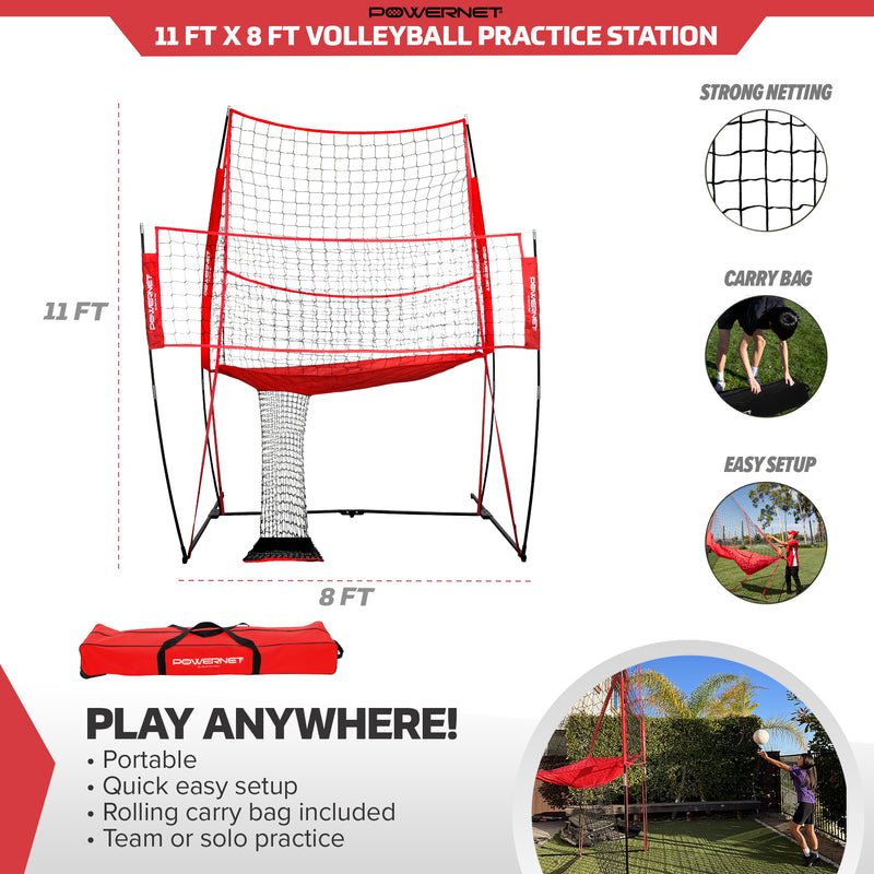 Volleyball Practice Net Station 8 ft Wide by 11 ft High