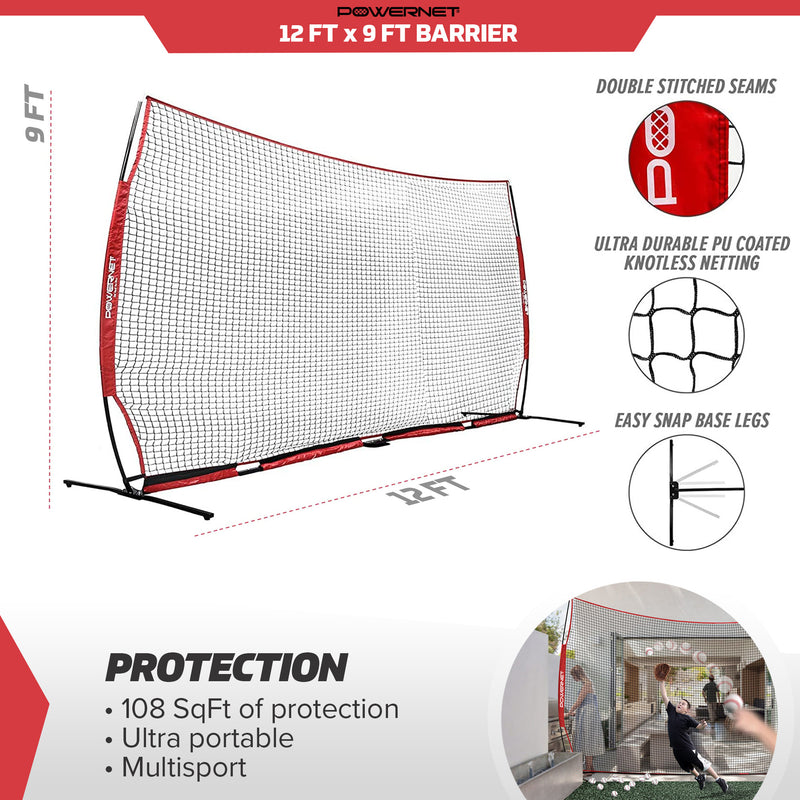 12x9 Sports Barrier Net for Player and Property Protection