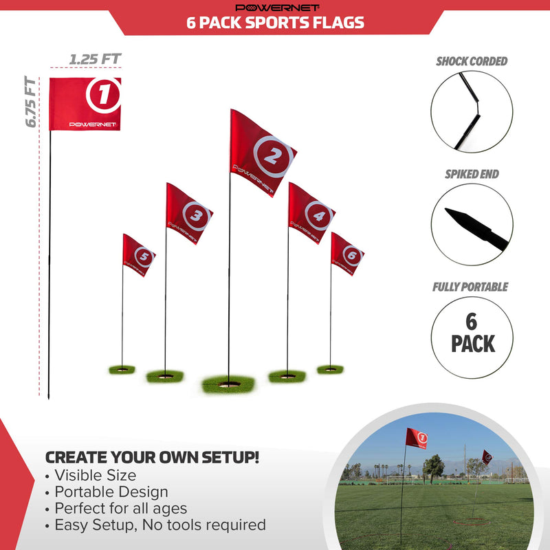 6 Pack Sports Flags | Use for Golf Soccer Football and More