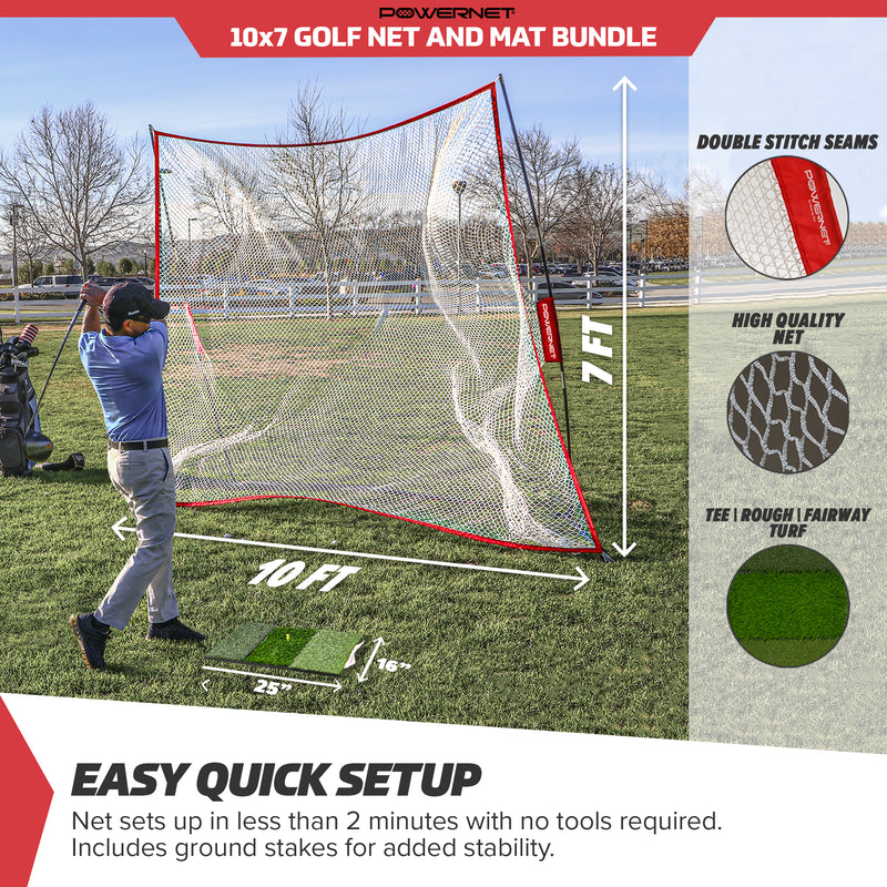 Golf Net and Mat Bundle | Choose Size