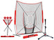 8x8 Practice Net and Portable Tee Bundle Baseball Practice Nets PowerNet Red