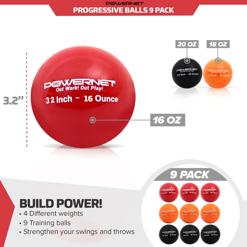 Sweet Spot Training Bat + Softball 3.2" Progressive Weighted Ball 9 PRO Pack Bundle